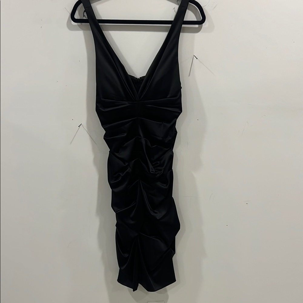 Nicole Miller Black Ruched Bodycon Cocktail Dress